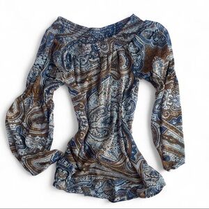 Blu Pepper Vintage Boho Chic Paisley Blouse‎